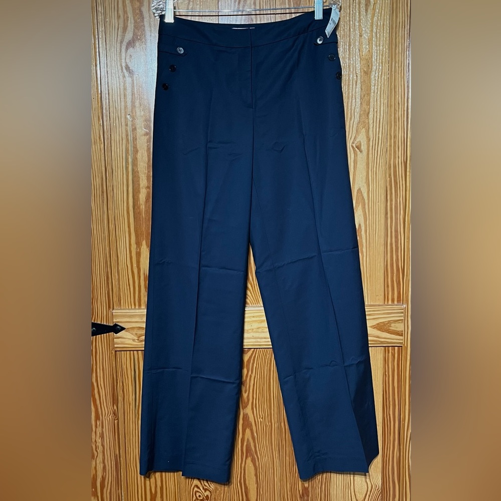 Talbots Italian Fabric Wide Leg High Rise Sailor Pants Dress Pants Silk Blend